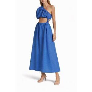 FARM Rio Royal Blue One-Shoulder Maxi Dress